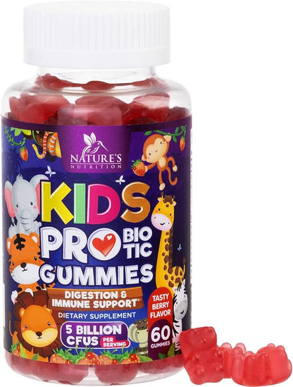 Probiotic for Kids - Natural Immune Support & Digestive Health Supplement - Nature's Daily Children's Probiotic Gummy for Ages 4+ Vegan, Gluten, Soy & Dairy Free - Berry Flavored - 60 Gummies