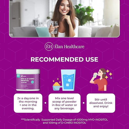 PCOS Supplement for Women - Boost Fertility, Hormonal Balance, and PCOS Support - Myo-Inositol, D-Chiro Inositol, Active Folate - High Potency PCOS Supplements (60 Servings, 129g Jar)