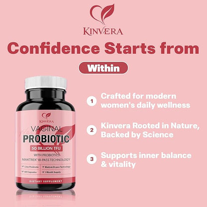 Probiotics for Women with Prebiotics – 50 Billion CFU – Digestive, Immune & Vaginal Health – 60 Capsules