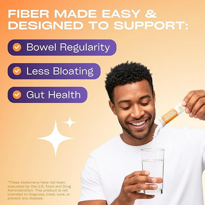 GoBiotix Fiber Supplement Powder with Prebiotics for Digestive Health and GLP-1 Support, Soluble Fiber for Gut Health & Debloat, Keto, Vegan, Gluten & Sugar Free, 20 Servings (Travel)