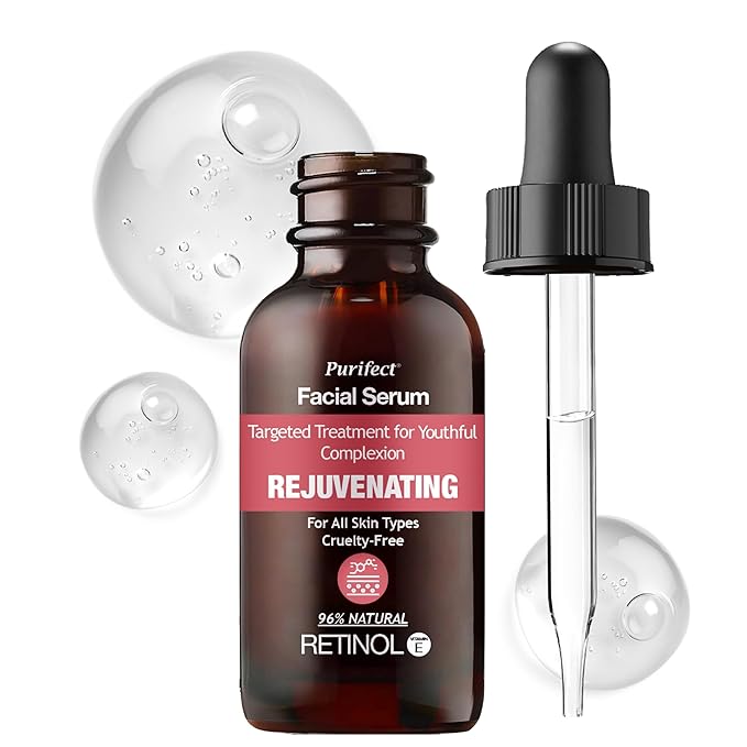 Purifect Retinol Rejuvenating Facial Serum for Anti-Aging - Helps Wrinkles & Dark Spots with Vitamin E & Arginine, Targets Fine Lines, Improves Texture, Hydrates & Brightens for Radiant Skin - 1 fl oz