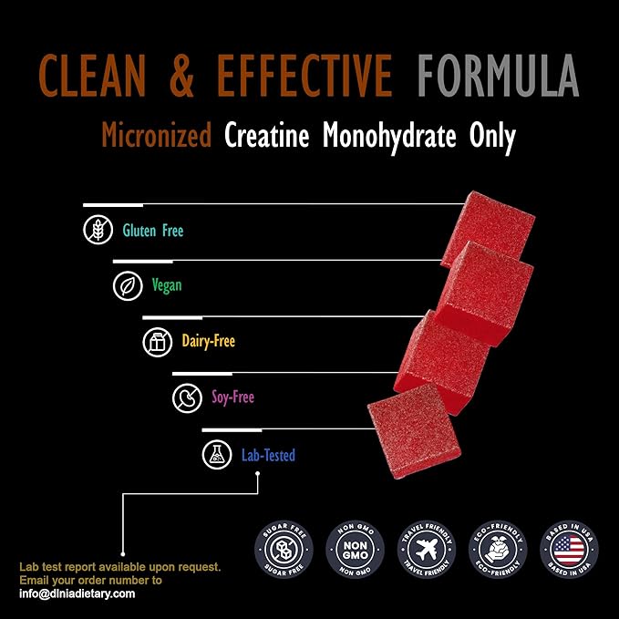 Creatine Monohydrate Gummies for Men & Women - Sugar Free & Vegan Advanced Formula W/L-Taurine + Vitamin B12 - for Muscle Strength, Muscles Builder, Recovery (120 Count (Pack of 1), Strawberry)