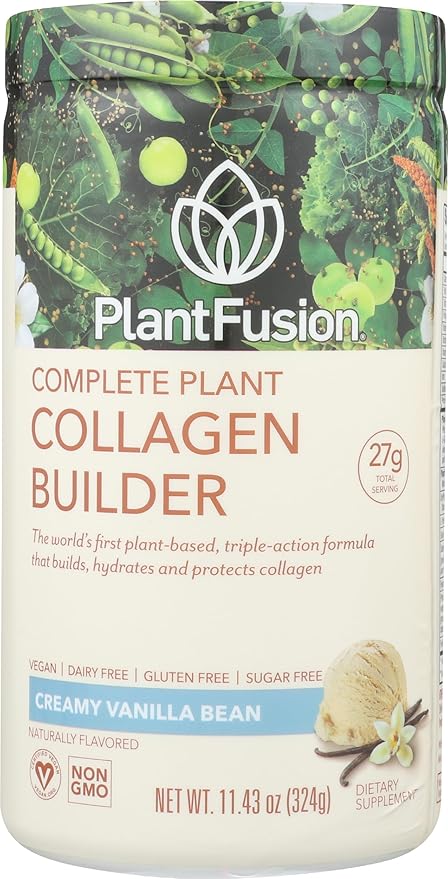 PlantFusion Vegan Collagen Powder - Plant Based Collagen Protein Powder for Muscle & Joints, Hair, Skin & Nails - Keto, Gluten Free, Soy Free, Non-Dairy, No Sugar, Non-GMO - Vanilla 11.43 oz