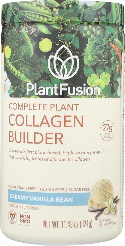 PlantFusion Vegan Collagen Powder - Plant Based Collagen Protein Powder for Muscle & Joints, Hair, Skin & Nails - Keto, Gluten Free, Soy Free, Non-Dairy, No Sugar, Non-GMO - Vanilla 11.43 oz