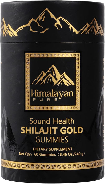 SoundHealth Shilajit for Men & Women Gummies with Shilajit Fulvic Acid, Complex with Ashwagandha, Ginger, Black Musli, Gokshura, Kaunch, Ginseng & Akarkara, Non- GMO & Third-Party Tested, Vegan Gummy