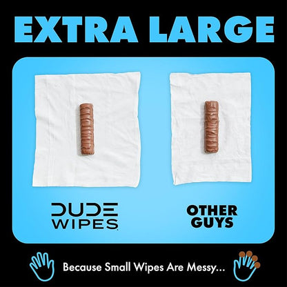 DUDE Wipes Unscented Flushable Wipes - Extra-Large Adult Wet Wipes for Sensitive Skin - 8 Pack (384 Count) + Mint Travel Pack (18 Count) - Infused with Vitamin E and Aloe - Septic and Sewer Safe