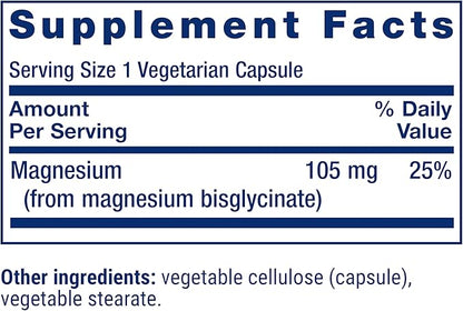 Life Extension Magnesium Glycinate, Heart Health, Bone Health, Nerve and Muscle Support, Highly absorbable, Gluten-Free, Non-GMO, Vegetarian, 90 Capsules