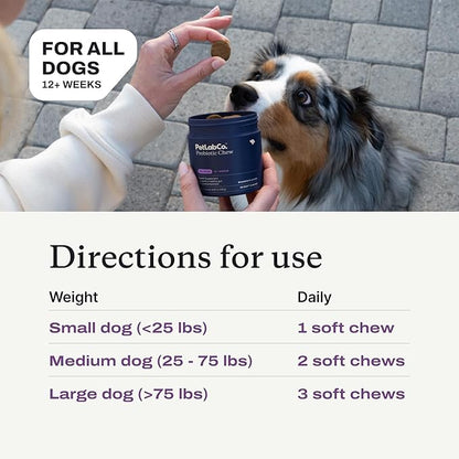 PetLab Co. Probiotics for Dogs, Support Gut Health, Occasional Diarrhea, Digestive Health & Seasonal Allergies - Pork Flavor - 30 Soft Chews - Packaging May Vary