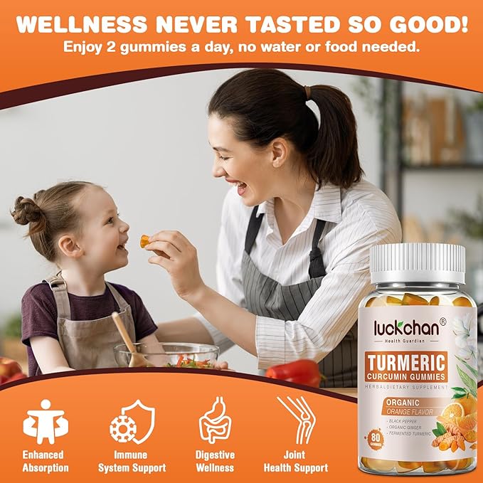 Turmeric Curcumin Gummies with Ginger & Black Pepper Herbal Supplement-240 Count for Adults and Kids, 2400mg - Tumeric Gummy Supplements Vegan, Organic, Gelatin-Free 3 Pack