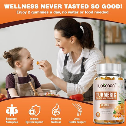 Turmeric Curcumin Gummies with Ginger & Black Pepper Herbal Supplement-240 Count for Adults and Kids, 2400mg - Tumeric Gummy Supplements Vegan, Organic, Gelatin-Free 3 Pack