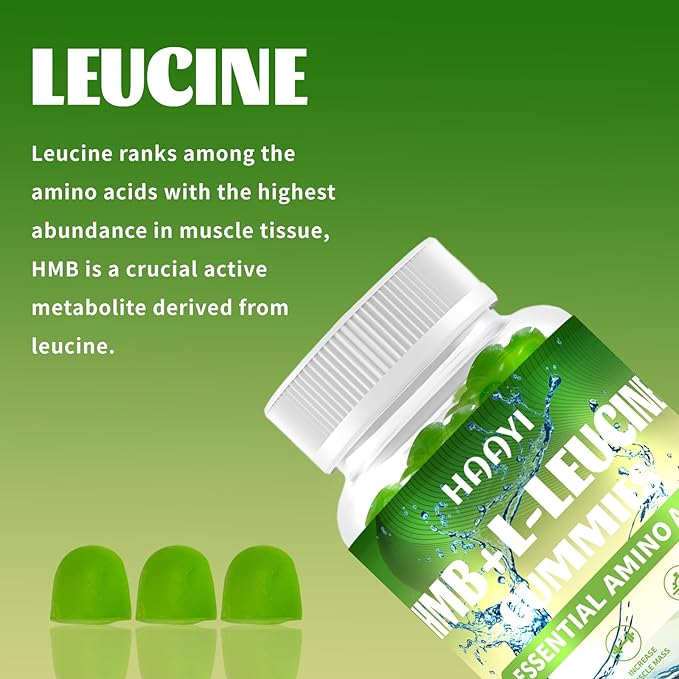 HMB and L-Leucine Gummies, 3000mg,Sugar Free,HMB Supplements for Men&Women with Trehalose, for Muscle Growth, Muscle Relief and Workout Recovery, Apple Flavor, 90 Gummies