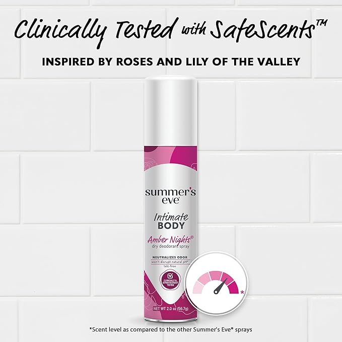 Summer's Eve Amber Nights Daily Feminine Spray with Talc-Free, Odor-Neutralizing and Moisture-Absorbing Formula, 2 Oz