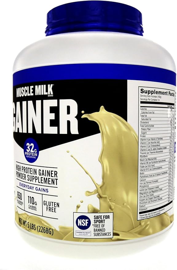 Muscle Milk Gainer Protein Powder, Vanilla Creme, 32g Protein, 5 Pound