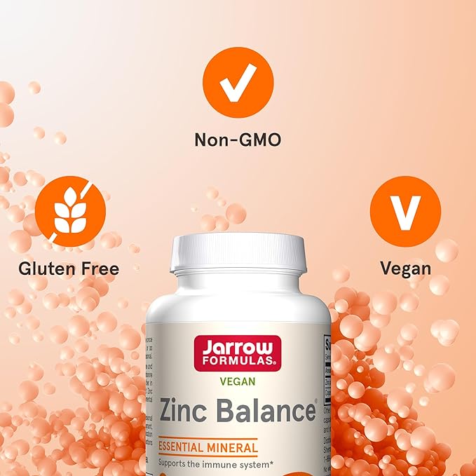 Jarrow Formulas Zinc Balance 15 mg - 100 Servings (Veggie Caps) - Zinc with Copper - Essential Minerals for Immune System Support - Immune Support Supplement - Gluten Free Copper Supplement, Vegan