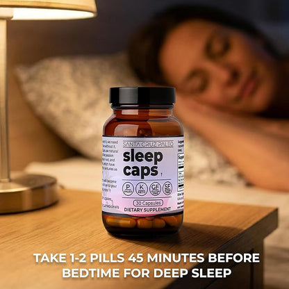 Santa Cruz Paleo Sleep Caps with L-Theanine, Lemon Balm, Passion Flower & Valerian Root, Melatonin-Free Nighttime Relaxation, Paleo & Keto Friendly, Sugar & Gluten Free, 30 Capsules