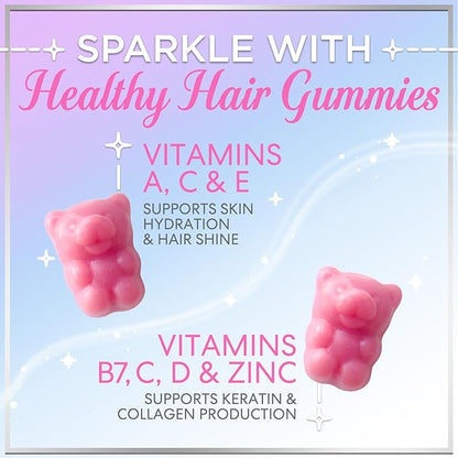 Hair Vitamins Gummies for Hair Growth - Best Multivitamin Supplement for Hair, Skin & Nails with 5000 mcg Biotin per Serving - Supports Thicker, Stronger Hair Women & Men - Berry Flavor - 60 Gummies