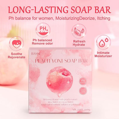 Yoni Soap Bars & Natural Yoni Oil Set, Natural Vaginal Wash for Women Feminine Wash Vaginial Deodorants pH Balance, Eliminates Odor, Feminine Oil 30ml/1 oz, 2 Pcs Vaginal Care Soap (Peach)