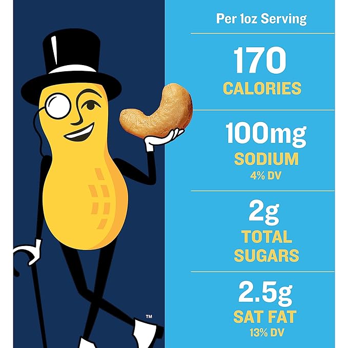 PLANTERS Deluxe Salted Whole Cashews,Party Snacks,Plant-Based Protein,Quick Snack for Adults,After School Snack,Roasted Cashew Flavored with Sea Salt,Bulk Nuts,Kosher,1 lb 2.25oz Canister,(Pack of 4)