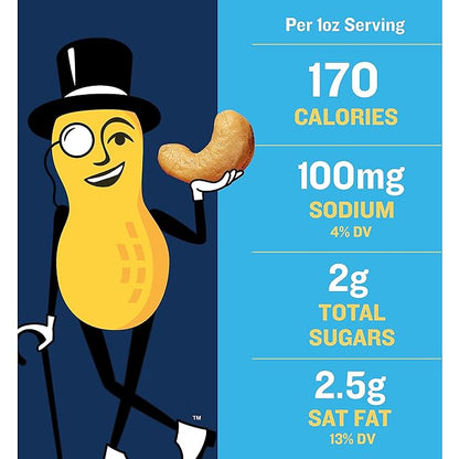 PLANTERS Deluxe Salted Whole Cashews, Party Snacks, Plant-Based Protein, Quick Snack for Adults, After School Snack, Roasted Cashew Flavored with Sea Salt, Bulk Nuts, Kosher, 1 lb 2.25oz Canister
