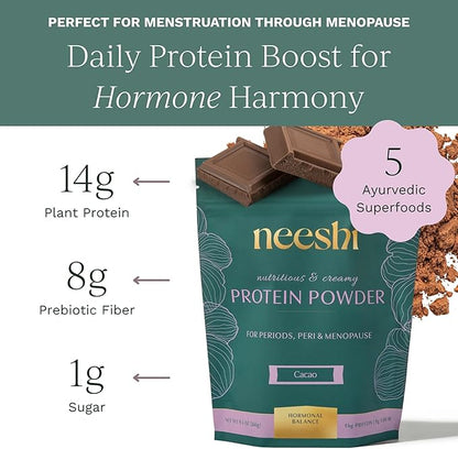 Hormone Balance Protein Powder – PMS & Perimenopause Relief for Cramps, Bloating & Mood Swings – Vegan Plant Based Superfood – 7 Servings