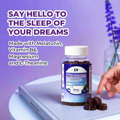 Divinity Nutra Sleep Gummy - 60 Count - Melatonin Gummies with Vitamin B, Magnesium for Men and Women, Blueberry Flavor