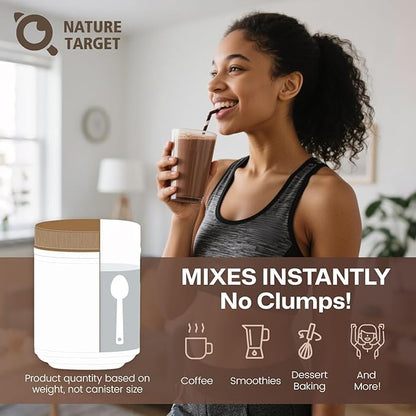 NATURE TARGET Chocolate Collagen Peptides Powder - Multi Collagen for Women with Vitamin C & Creatine, Supports Skin, Hair, Nails & Joint Health - Type I, II, III, V & X, Gluten Free, 35 Servings