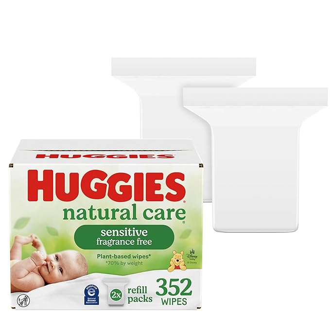 Huggies Natural Care Sensitive Baby Wipes, Unscented, Hypoallergenic, 99% Purified Water, 2 Refill Packs (352 Wipes Total)