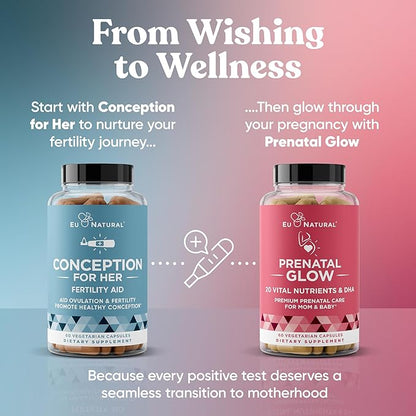 Eu Natural Conception for Her Fertility Supplements for Women - Ovulation, Hormonal Balance & Regular Cycle Support - Myo-Inositol, Folate, Shatavari & Vitex - 120 Vegetarian Capsules