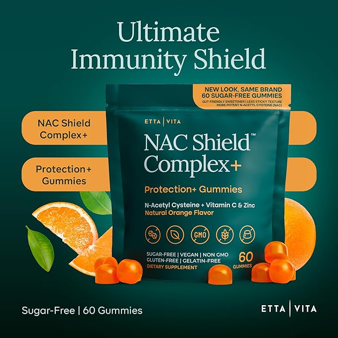 Sugar-Free NAC Gummies (Immune Support Complex) N-Acetyl Cysteine, Vitamin C & Zinc - Supports Respiratory Health, Liver Detox & Cleanse, Kidney Function, NAC Supplement for Kids and Adults - Vegan