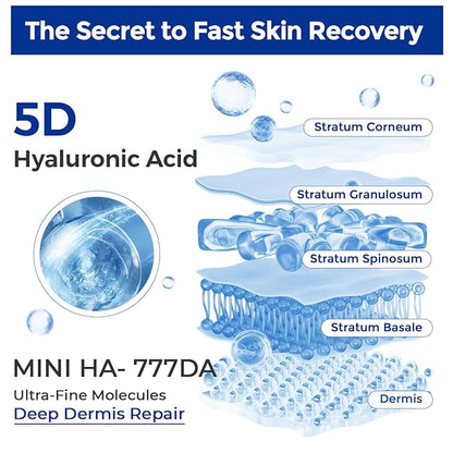 Intensive Repair Serum, 15%Hyaluronic Acid for Sensitive Skin Anti Aging Ultra Hydrating Serum for Face Calming Barrier Repair Redness Relief with Ceramides Centella 30Vials Daily Travel Care