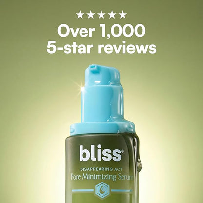 Bliss Disappearing Act Pore-Minimizing Serum – Niacinamide + Pore Vanish Complex with Green Tea – Refines Pores, Controls Oil & Targets Dark Spots for Smooth Glass Skin – 1 Fl Oz