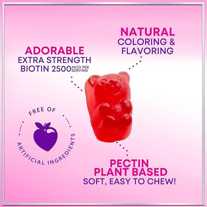 Collagen Peptides Gummies - 2500 mcg D-Biotin Per Serving - Hydrolyzed Protein Type I & III Multi Collagen Supplement with Vitamin C & Zinc - Support for Hair, Skin, Nails, Berry Flavor - 120 Gummies