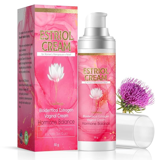 Estriol Cream for Women Menopause, Bioidentical Estrogen Cream & Vaginal Moisturizer Support Menopausal Hormone Balance - Relief Dryness, Hot Flashes & Night Sweats, 50ML