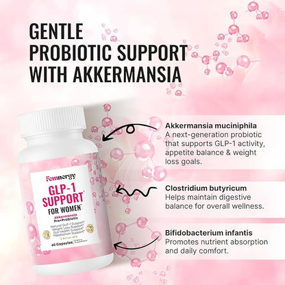 GLP-1 Support Weight Loss Probiotic Supplement for Women - Natural Appetite Suppressant Metabolism & Gut Health - GLP1 Support to Activate Daily Hunger Control & Fat Burn Support