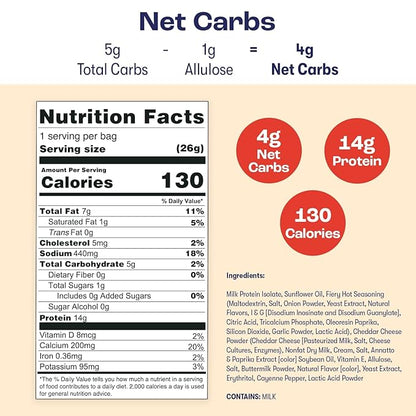 Schoolyard Keto (Fiery Hot) Protein Puffs - Low Carb, Low Sugar, 14g Protein, Gluten Free, High Protein Snack - Healthy, Diabetic Friendly, Low Calorie for kids and Adults | USA Made, (12 Pack)