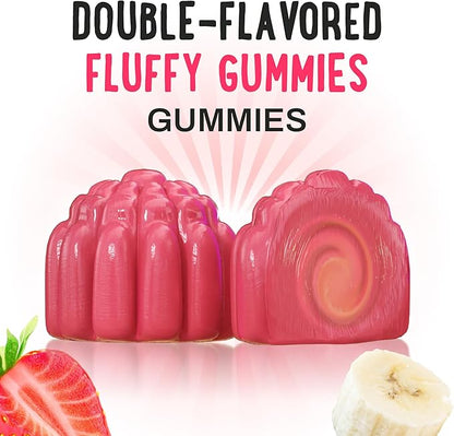 OH MY CHEWY Double-Flavored Vitamin D3 K2 & Calcium Fluffy Gummies - Supplement for Healthy Teeth, Bone & Energy - 5000 IU D3, 120 mcg K2(MK-7), 120 mg CA - Vegan & Non-GMO - 60 Count