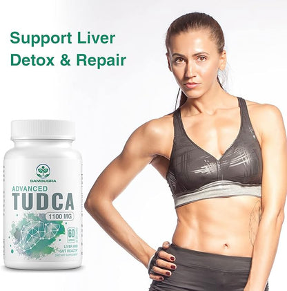 TUDCA Liver Supplements 1100mg, 3rd Party Tested Ultra Strength Bile Salt TUDCA Supplement, Liver Support for Detox Cleanse and Repair, 60 Capsules