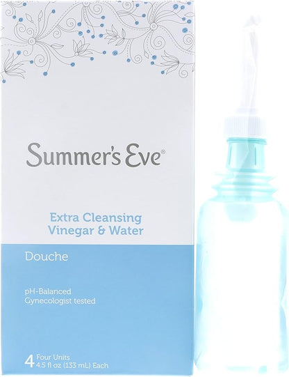 Summer's Eve Extra Cleansing Douche Vinegar & Water, Feminine Wash,PH Balanced, Naturally Inspired, & Gynecologist Tested (Pack of 4 Bottles, 4.5oz Each Bottle)