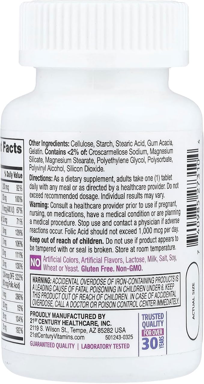 21st Century Vitamins PreNatal Multivitamin Tabs, 60 ct