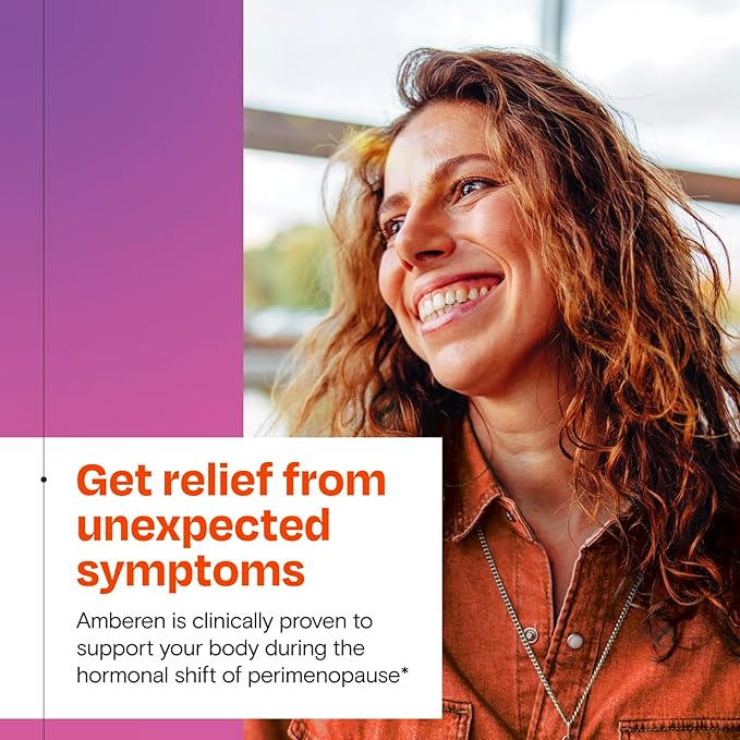Amberen Perimenopause, Peri-Menopause Multi-Symptom Relief, Vitamin B, Vitamin E & Antioxidants Supplement, Clinically Shown to Help Support Hormone Balance, Hot Flashes & Night Sweats, 60 Count