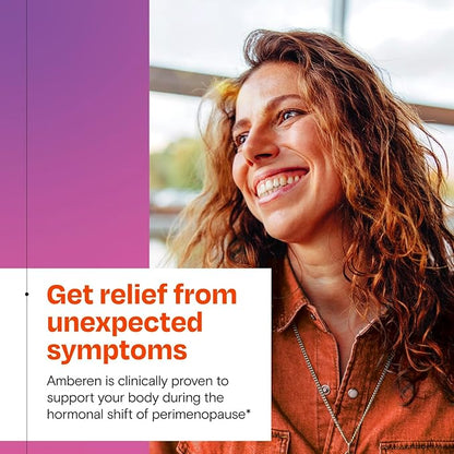 Amberen Perimenopause, Peri-Menopause Multi-Symptom Relief, Vitamin B, Vitamin E & Antioxidants Supplement, Clinically Shown to Help Support Hormone Balance, Hot Flashes & Night Sweats, 60 Count