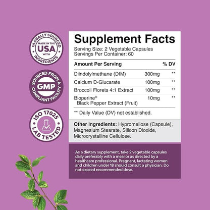 Potent DIM Supplement for Women - Hormone Balance for Women with DIM and Black Pepper Menopause Support and PMS Relief - Menopause Supplements Extra Strength 300mg per Serving - 120 Count