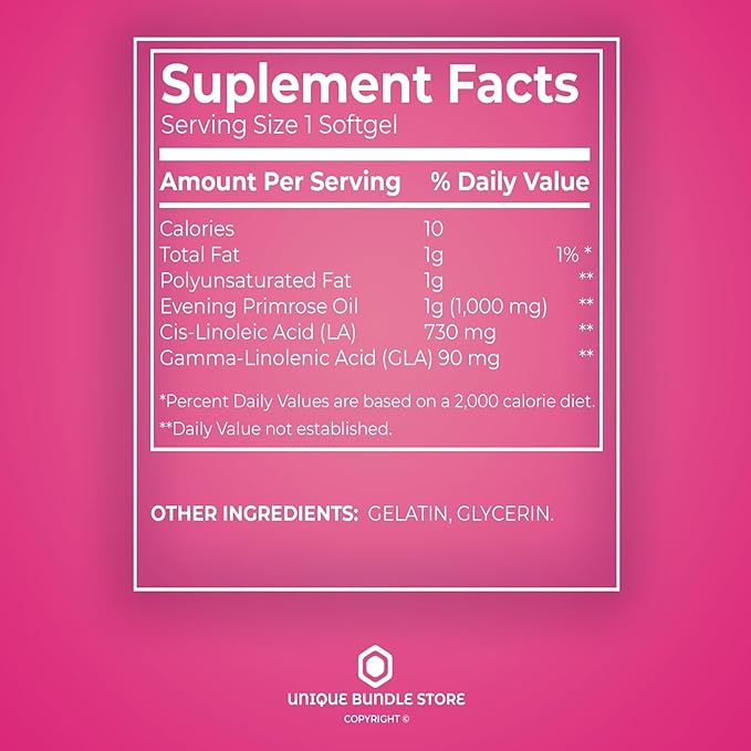 Evening Primrose Oil for Women 1000mg – 75 Softgels, Organic Evening Primrose Oil, Softgels with GLA Omega-6, Aceite De Onagra, Primerose Supplement for Skin & Wellness (Pack of 2)