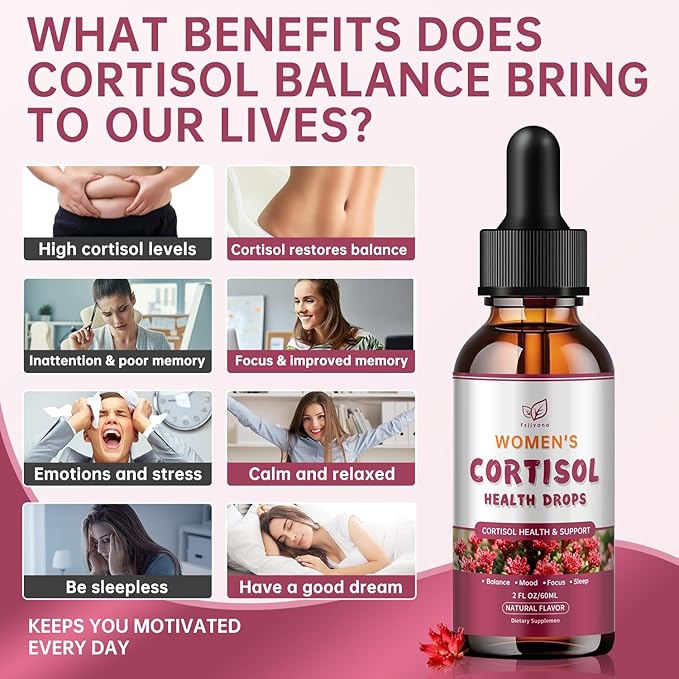 Cortisol Manager Liquid Drops, Cortisol Supplements for Women, with magnesium ashwagandha, rhodiola rosea,l-theanine,Phosphatidylserine-Promote Relaxation and Support Mood- 30 Day Vegan Supply