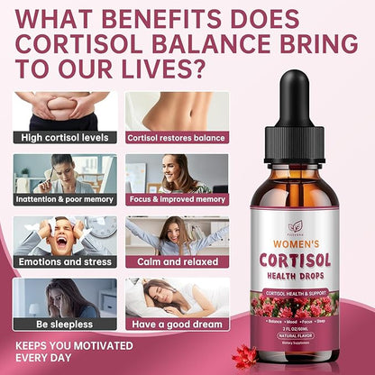 Cortisol Manager Liquid Drops, Cortisol Supplements for Women, with magnesium ashwagandha, rhodiola rosea,l-theanine,Phosphatidylserine-Promote Relaxation and Support Mood- 30 Day Vegan Supply