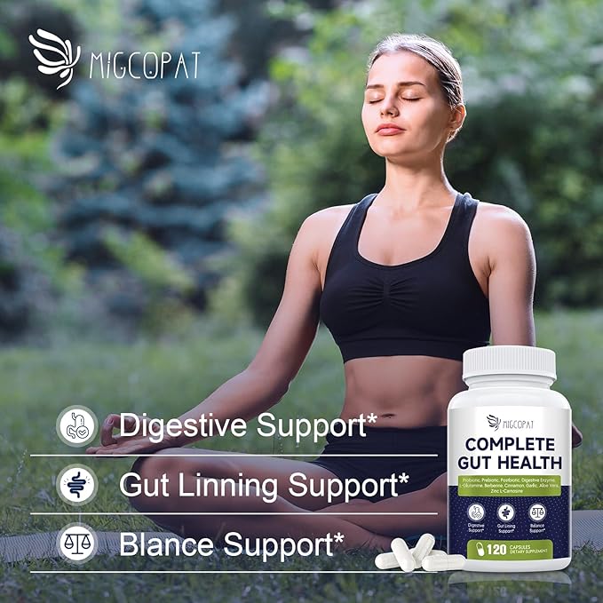 Probiotic Prebiotic, Postbiotic & Digestive Enzymes for Digestive Health, 80 Billion CFU Probiotics Complete Gut Support with Berberine, Cinnamon, L-Glutamine, for Men & Women, 120 Capsules