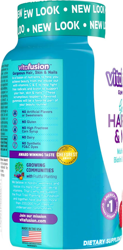 Vitafusion Gorgeous Hair/Skin & Nails Multivitamin Gummy Vitamins + Biotin & Antioxidant Vitamins C&E/Raspberry Flavor (45 Day Supply) America’s Number One Gummy Vitamin Brand, 135 Count (Pack of 2)