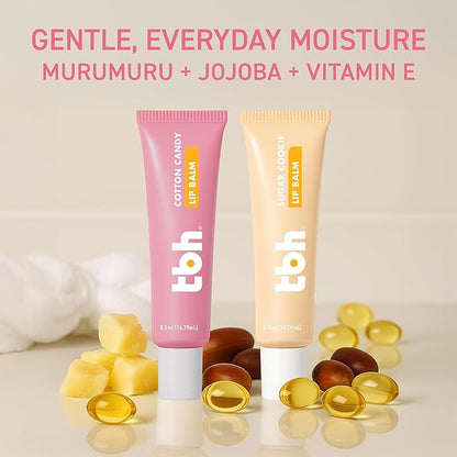 TBH Kids Lip Butter Balm for Kids | Vegan Tinted Lip Balm & Lip Gloss for Girls | Safe, Hydrating, Natural Tween Lip Care - Cotton Candy & Sugar Cookie Flavors