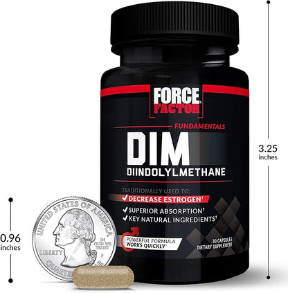 Force Factor DIM, 3-Pack, Pills to Decrease Estrogen in Men, Diindolylmethane Supplement with Key Natural Ingredients and Superior Absorption, Diindolylmethane 300mg, Works Fast, 90 Capsules