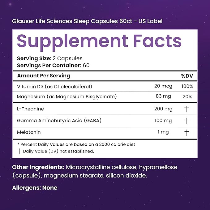 Levium Sleep Formula Supplement | Natural Relaxation Aid Capsules with Melatonin, GABA, L-Theanine, Magnesium | 60 Count Bottle – 30 Day Supply